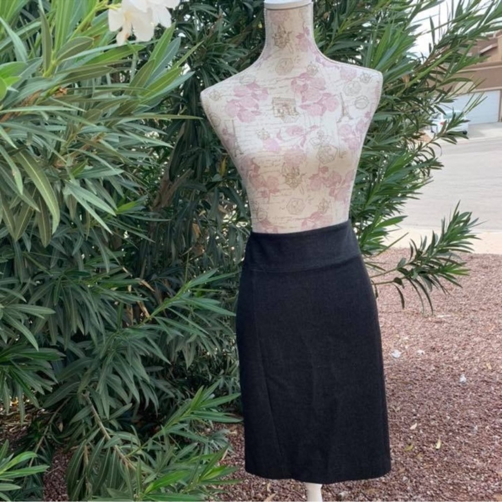 Express Design Studio Gray High Waist Pencil Skirt Size 4 | Button Back Slit